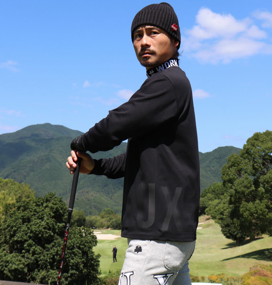 TシャツロンTメンズレディース長袖ラグジュゴルフLUXE/RGOLFロゴモックネックハイネックストレッチユニセックス
