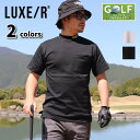 ゴルフウェア Tシャツ モックネック ハイネック メンズ レディース 半袖 ラグジュゴルフ LUXE/R GOLF ストレッチ ユニセックス ロゴ プリント 大きいサイズ 2023 夏