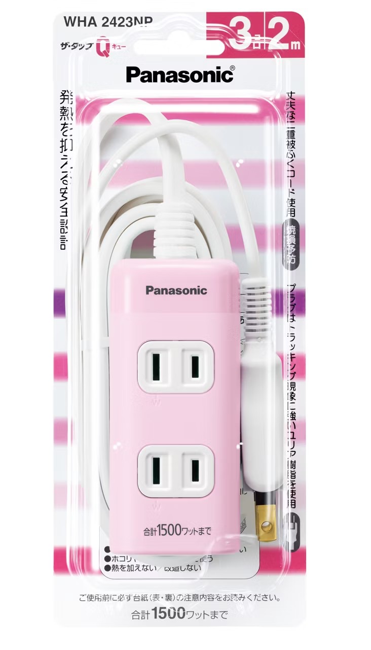 【合算3300円以上で注文可能】【Panasonic】パナソニック WHA2423NP ザ・タップQ ピンク 3個口 2m