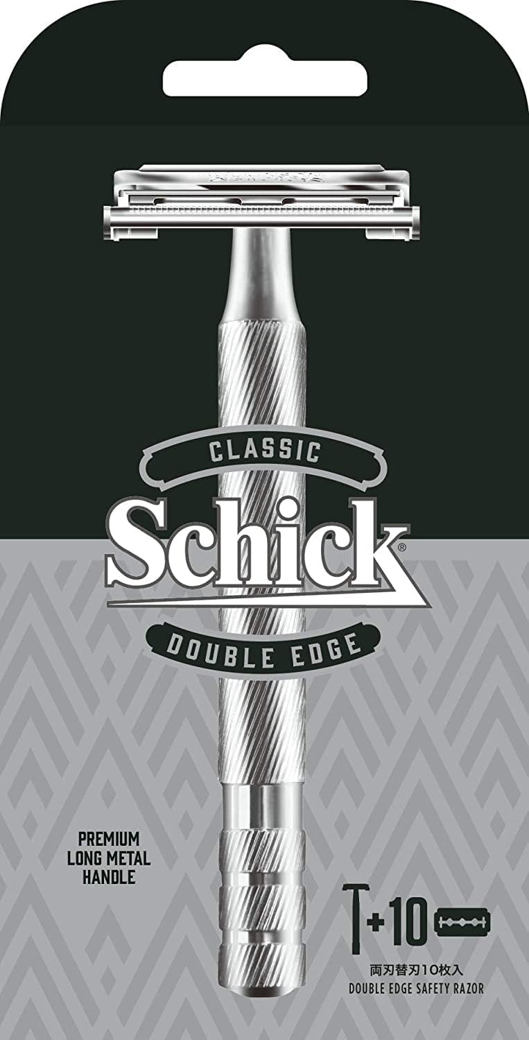【Schick】シック クラシック ダブルエッジメタルホルダーシルバー 替刃 10個入