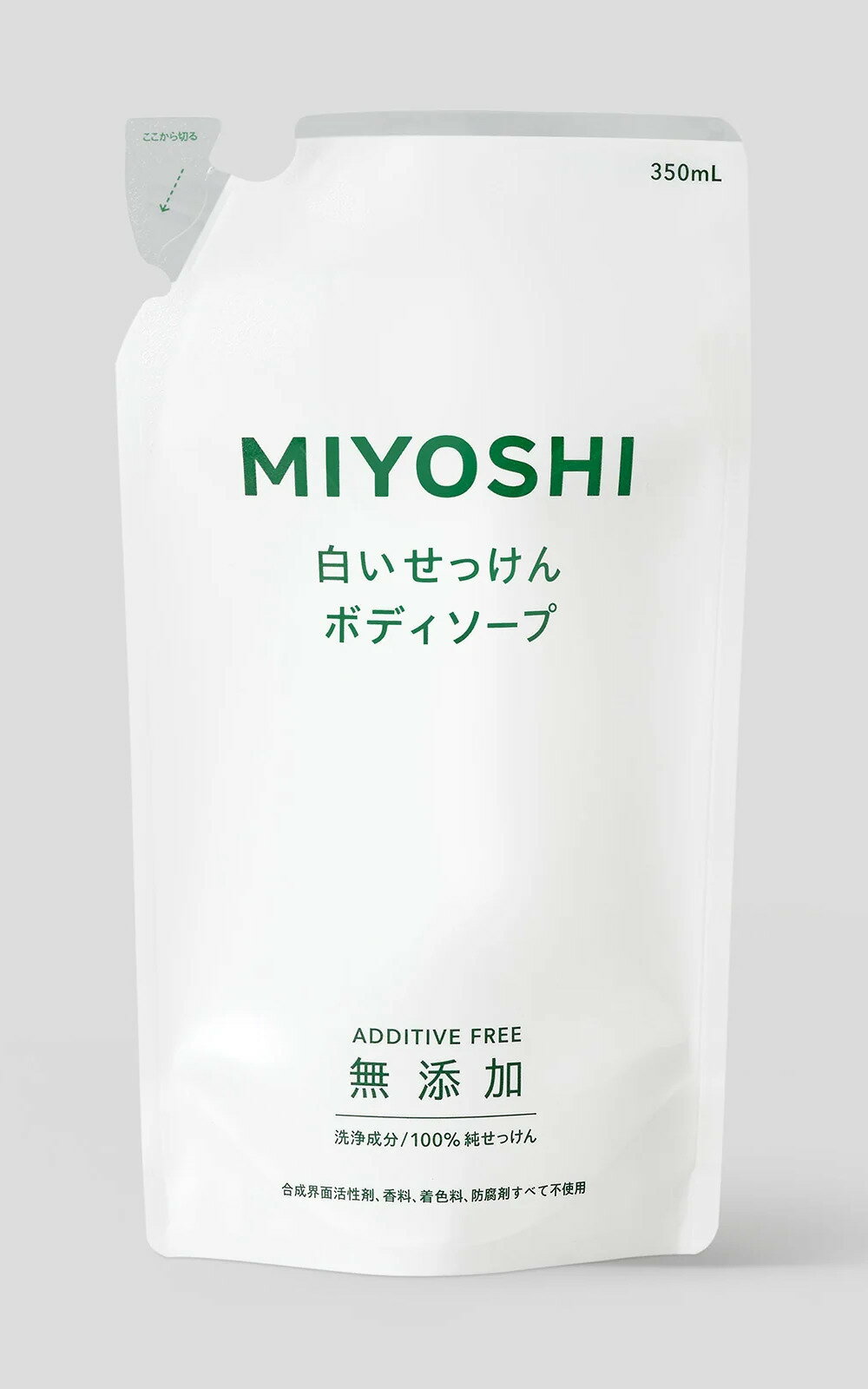 【合算3300円以上で注文可能】無添加ボディソープ白いせっけん 詰替用 350ml【ミヨシ石鹸】