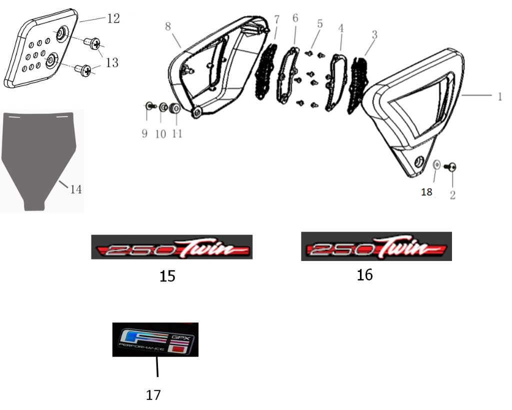 GPX純正部品 ジーピーエックス純正部品 Cross large flat head screw Bolt M6×20 Legend250Twin GPX GPX