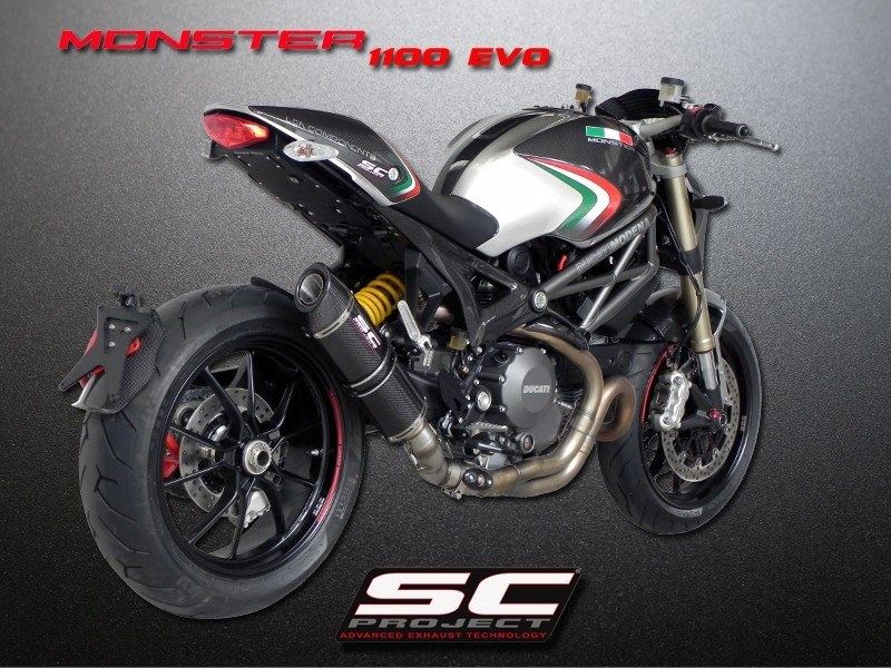 SC-PROJECT SCプロジェクト オーバルスリップオンサイレンサー MONSTER1100EVO DUCATI ドゥカティ スリップオンマフラー マフラー サイレンサータイプ：カーボンサイレンサー (カーボン製テイルエンドカバー付き)