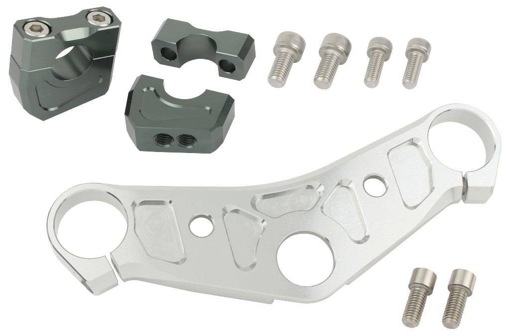 HONDA - SHIFT UP シフトアップ ビレットトップブリッジ／クランプセット APE50 APE100 Type-D HONDA ホンダ トップブリッジ ハンドル周辺パーツ ハンドル ハンドルクランプ：ガンメタ、トップブリッジ：シルバー