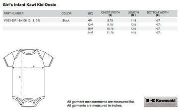 US KAWASAKI 北米カワサキ純正アクセサリー Kawi Kid Onsie Tシャツ ガール用 (Girl’S Infant Kawi Kid Onsie) サイズ：18M