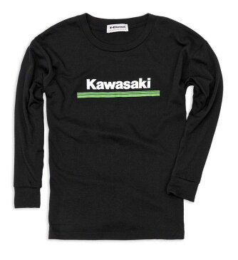 US KAWASAKI 北米カワサキ純正アクセサリー ユース3 グリーンライン ロングスリーブ Tシャツ【Youth 3 Green Lines Long Sleeve T-Shirt】 SIZE：MD