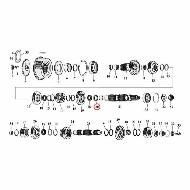 MCS エムシーエス スペーサーメインシャフト【SPACER MAINSHAFT】 91-05 XLNU 1 USED HARLEY-DAVIDSON ハーレーダビッドソン ミッション・ギア エンジンパーツ エンジン