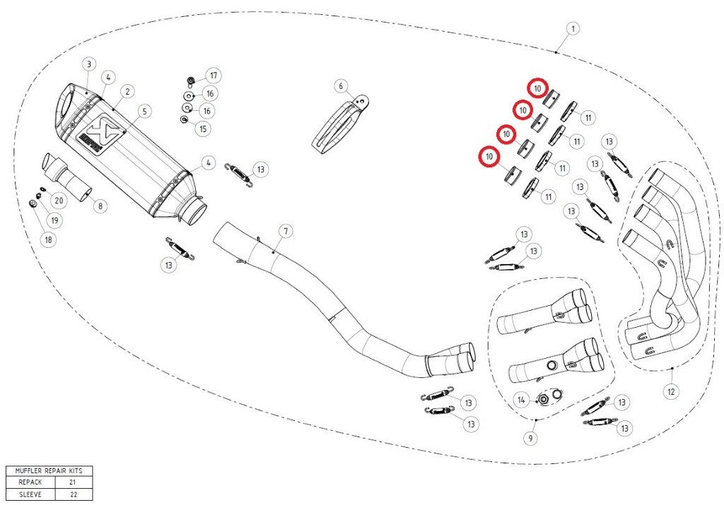 AKRAPOVIC アクラポビッチ 【リペアパーツ】P-70 inner sleeve SS NINJAZX-6R 636 ZX-6R KAWASAKI カワサキ マフラーフランジ マフラー