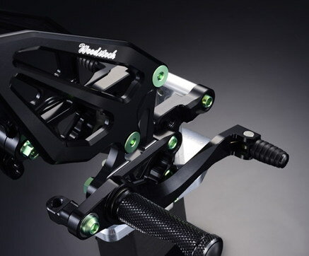 WOODSTOCK ウッドストック バックステップキット βチタニウムボルトバージョン ニンジャ H2 KAWASAKI カワサキ バックステップ ステップ 足回り キャップボルトカラー：リーフグリーン 2