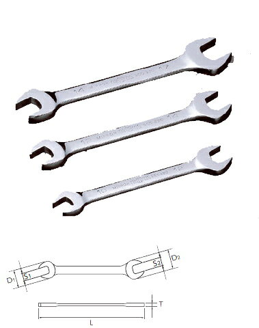 ■詳細説明■サイズ：5.5×7mm【サイズ】S1×S2：5.5×7mm、D1：12mm、D2：15mm、T：3.5mm、L：100mm【重量】20g■サイズ：6×7mm【サイズ】S1×S2：6×7mm、D1：12mm、D2：15mm、T：3.5mm、L：100mm【重量】20g■サイズ：8×10mm【サイズ】S1×S2：8×10mm、D1：17mm、D2：21mm、T：4.5mm、L：120mm【重量】30g■サイズ：8×9mm【サイズ】S1×S2：8×9mm、D1：17mm、D2：19mm、T：4.5mm、L：115mm【重量】28g■サイズ：10×12mm【サイズ】S1×S2：10×12mm、D1：21mm、D2：25mm、T：5.5mm、L：135mm【重量】50g■サイズ：11×13mm【サイズ】S1×S2：11×13mm、D1：23mm、D2：27mm、T：6mm、L：145mm【重量】70g■サイズ：12×14mm【サイズ】S1×S2：12×14mm、D1：25mm、D2：29mm、T：6.5mm、L：155mm【重量】80g■サイズ：13×15mm【サイズ】S1×S2：13×15mm、D1：27mm、D2：31mm、T：7mm、L：162mm【重量】91g■サイズ：14×17mm【サイズ】S1×S2：14×17mm、D1：29mm、D2：35mm、T：7mm、L：170mm【重量】110g■サイズ：16×18mm【サイズ】S1×S2：16×18mm、D1：33mm、D2：37mm、T：8mm、L：185mm【重量】139g■サイズ：17×19mm【サイズ】S1×S2：17×19mm、D1：35mm、D2：39mm、T：7.5mm、L：192mm【重量】150g■サイズ：19×21mm【サイズ】S1×S2：19×21mm、D1：39mm、D2：43mm、T：8.5mm、L：215mm【重量】195g■サイズ：22×24mm【サイズ】S1×S2：22×24mm、D1：45mm、D2：49mm、T：9.5mm、L：240mm【重量】270g■サイズ：28×32mm【サイズ】S1×S2：28×32mm、D1：57mm、D2：65mm、T：12mm、L：280mm【重量】515g