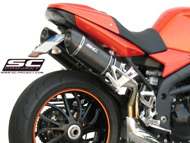 SC-PROJECT SCプロジェクト オーバル スリップオンサイレンサー SPEED TRIPLE TRIUMPH トライアンフ スリップオンマフラー マフラー サイレンサータイプ：カーボンサイレンサー (カーボン製テイルエンドカバー付き)