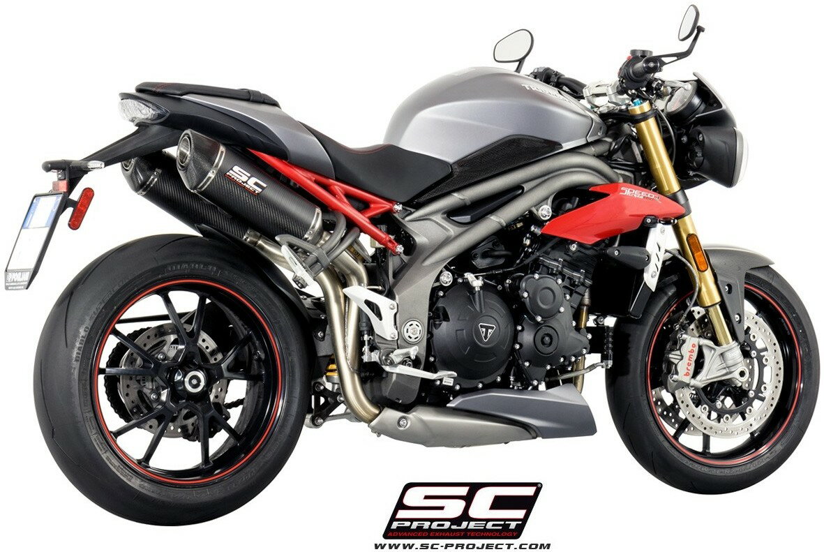 SC-PROJECT SCプロジェクト オーバル スリップオンサイレンサー SPEED TRIPLE 1050 S R TRIUMPH トライアンフ スリップオンマフラー マフラー サイレンサータイプ：チタンサイレンサー(カーボン製テイルエンドカバー付き)