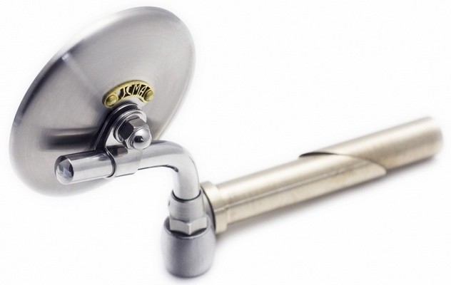 Motor Rock モーターロック JCMA バーエンドミラー タイプ：ステンレス ヘアライン(つや消し仕上げ) / JMCAタグ：Nickel／Brass (ニッケルタグ／ブラスリベット)