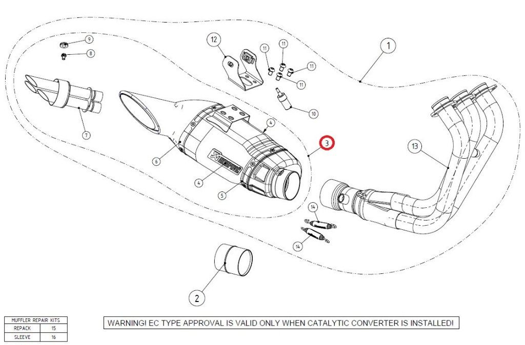 AKRAPOVIC アクラポビッチ 【リペアパーツ】M-HAF00201T/2 muffler FJ-09 FZ-09 MT-09 TRACER900 YAMAH..