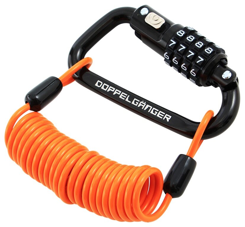 DOPPELGANGER ドッペルギャンガー ダイヤルコンボカラビナロック ワイヤーロック 保管・盗難防止用品 カラー：ブラック（ワイヤーカラー：オレンジ）