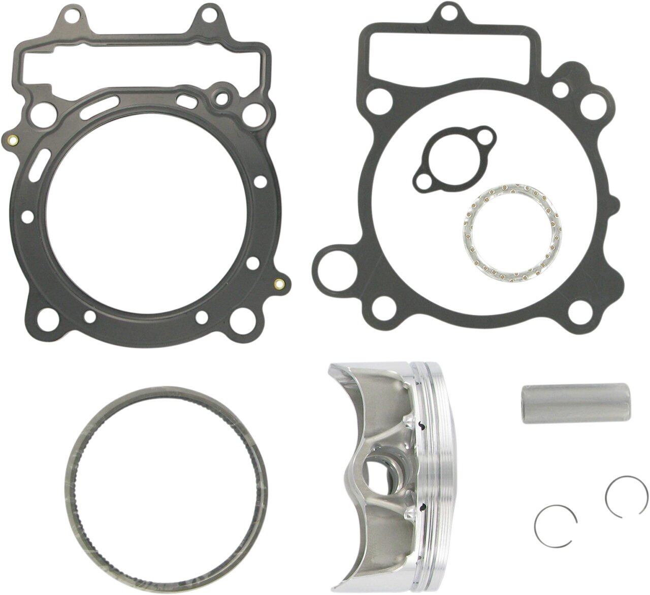 ■商品概要【ピストンキット RMZ450 13：1】ボアサイズ：96.00mm圧縮比：13.0：1アメリカ製：はい梱包：個別サイズ：スタンダード特定のアプリケーション：はいスタイル：パフォーマンスリプレイスメントタイプ：ピストンキット■詳細説明・Moose Racing pistons feature X-style forgings and fullyboxed-style(race pistons) forgings for ultimate strength，minimizing friction，durability， power， and weight reduction・We are proud to introduce our Pro Race Piston kits forselectmodels・The Pro Race Piston increases the durability by reducingthestresses in the pin bore area・The Pro Race Piston allows the pin to flex while removingstressfrom the area・Full radius dome designs maximize quench while eliminatinghotspots that promote detonation・Internal bracing maximizes durability while decreasing frictioninthe pin assembly・Fully-boxed style (race pistons) forgings come standard withskirtcoating which reduces friction， which in turn reduces heat(theseare called out in the application chart)・Our race piston kits include a DLC pin； this technology hasbeenproven and used because of its high resistance to abrasivewear，which extends the service life and reliability underextremeconditions・Each Moose Racing piston kit includes a high performancepiston，wrist pin， rings， circlips and a top end gasket kit・Replacement gaskets available from Moose Racing on pages ？？？・Made in the U.S.A.■注意点※取り扱い説明書は英語となります。※輸入商材の為、納期が遅れる場合がございます。あらかじめご了承ください。※Be sure to use race fuel with some applications (called outinchart).■適合車種RM-Z450 2008 - 2017&ensp;RM-Z450 2008 - 2017