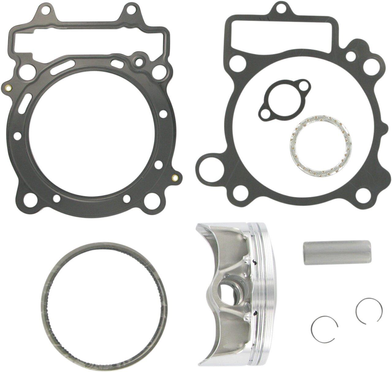 ■商品概要【ピストンキット KXF450 13：1】ボアサイズ：96.00mm圧縮比：13.0：1アメリカ製：はいモデル：高性能4ストロークサイズ：スタンダード特定のアプリケーション：はいスタイル：鍛造品タイプ：ピストンキット■詳細説明・Moose Racing pistons feature X-style forgings and fullyboxed-style(race pistons) forgings for ultimate strength，minimizing friction，durability， power， and weight reduction・We are proud to introduce our Pro Race Piston kits forselectmodels・The Pro Race Piston increases the durability by reducingthestresses in the pin bore area・The Pro Race Piston allows the pin to flex while removingstressfrom the area・Full radius dome designs maximize quench while eliminatinghotspots that promote detonation・Internal bracing maximizes durability while decreasing frictioninthe pin assembly・Fully-boxed style (race pistons) forgings come standard withskirtcoating which reduces friction， which in turn reduces heat(theseare called out in the application chart)・Our race piston kits include a DLC pin； this technology hasbeenproven and used because of its high resistance to abrasivewear，which extends the service life and reliability underextremeconditions・Each Moose Racing piston kit includes a high performancepiston，wrist pin， rings， circlips and a top end gasket kit・Replacement gaskets available from Moose Racing on pages ？？？・Made in the U.S.A.■注意点※取り扱い説明書は英語となります。※輸入商材の為、納期が遅れる場合がございます。あらかじめご了承ください。※Be sure to use race fuel with some applications (called outinchart).■適合車種KX450F 2004 - 2008&ensp;KX450F 2004 - 2008