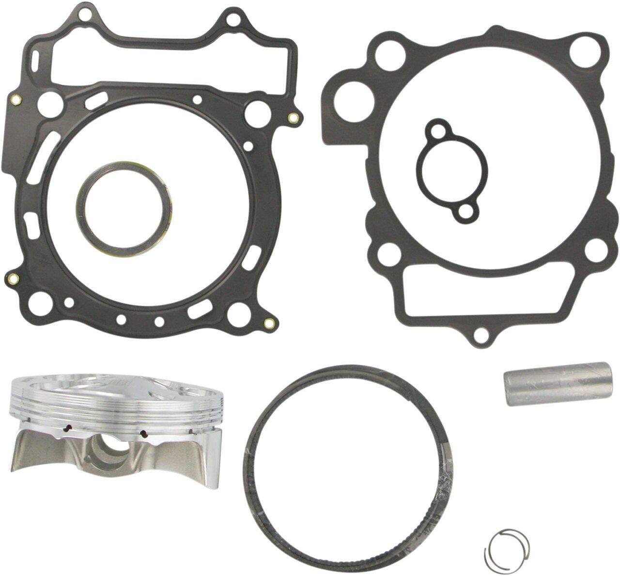 ■商品概要【ピストンキット YZ450F 13.5：1】ボアサイズ：95.00mm圧縮比：13.5：1アメリカ製：はい梱包：個別サイズ：スタンダード特定のアプリケーション：はいスタイル：パフォーマンスリプレイスメントタイプ：ピストンキット■詳細説明・Moose Racing pistons feature X-style forgings and fullyboxed-style(race pistons) forgings for ultimate strength，minimizing friction，durability， power， and weight reduction・We are proud to introduce our Pro Race Piston kits forselectmodels・The Pro Race Piston increases the durability by reducingthestresses in the pin bore area・The Pro Race Piston allows the pin to flex while removingstressfrom the area・Full radius dome designs maximize quench while eliminatinghotspots that promote detonation・Internal bracing maximizes durability while decreasing frictioninthe pin assembly・Fully-boxed style (race pistons) forgings come standard withskirtcoating which reduces friction， which in turn reduces heat(theseare called out in the application chart)・Our race piston kits include a DLC pin； this technology hasbeenproven and used because of its high resistance to abrasivewear，which extends the service life and reliability underextremeconditions・Each Moose Racing piston kit includes a high performancepiston，wrist pin， rings， circlips and a top end gasket kit・Replacement gaskets available from Moose Racing on pages ？？？・Made in the U.S.A.■注意点※取り扱い説明書は英語となります。※輸入商材の為、納期が遅れる場合がございます。あらかじめご了承ください。※Be sure to use race fuel with some applications (called outinchart).■適合車種WR450 2003 - 2009&ensp;WR450 2003 - 2009YZ450F 2003 - 2009&ensp;YZ450F 2003 - 2009