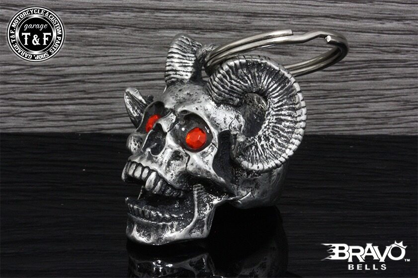 Garage T&F ガレージ Bravo Bells(ブラボーベル) Monster Horn Skull Bell(モンスターホーンスカルベル) キーホルダー バイク関連グッズ