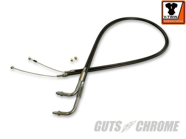 GUTS CHROME ガッツクローム 【V-TWIN】 スロットル／アイドルケーブルセット 41.5インチ ビッグツイン 90-95 HARLEY-DAVIDSON ハーレーダビッドソン スロットルワイヤー・アクセルワイヤー ハンドル周辺パーツ ハンドル