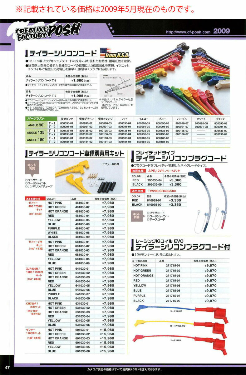 CF POSH CFポッシュ テイラーシリコンコード CB750F HONDA ホンダ プラグコード 点火系 エンジン