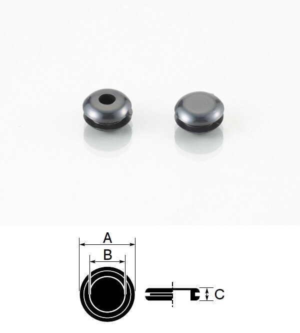 K-CON キタココンビニパーツ グロメット（PVC） 防振ゴム A：8.5mm×B：3.0mm× C：4.7mm／適合(下穴:φ5...