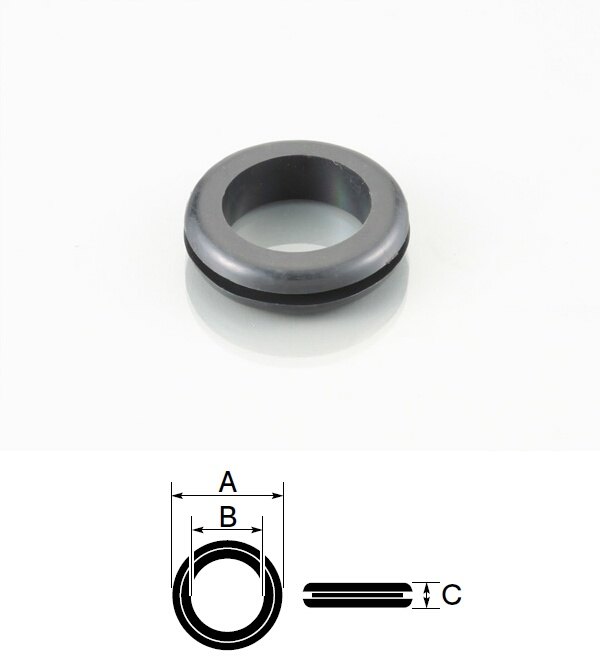 K-CON キタココンビニパーツ グロメット（PVC） A：23.7mm×B：15.5mm×C：6.1mm／適合(下穴:φ20/板厚:1.5mm-2mm)