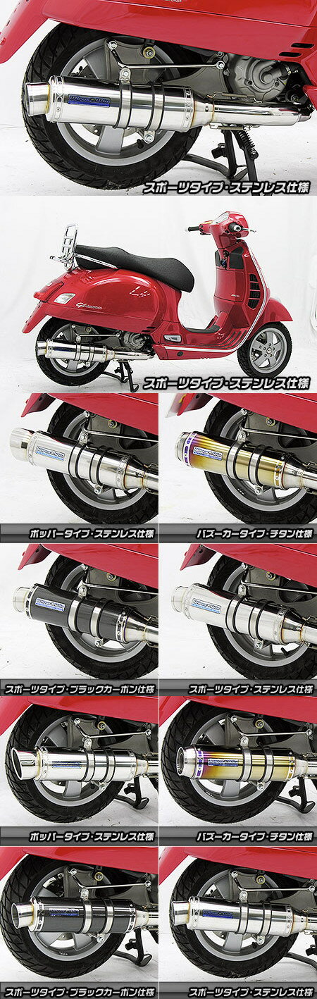 WirusWin ウイルズウィン ダイナミックマフラー ステンレス仕様 スポーツタイプ GTS250 GTV250 Vespa ベスパ フルエキゾーストマフラー マフラー