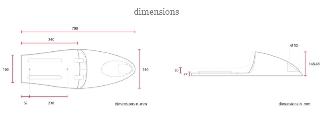 C-RACER シーレーサー 汎用カフェレーサーシート シート シート関連 外装 生地の仕様：Grey：グレー / ステッチタイプ：LINE：ライン / ステッチカラー：White：ホワイト