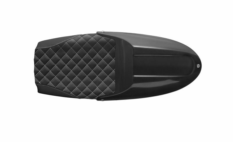 C-RACER シーレーサー BMWカフェレーサーシート R45 twin shock R75 R80 R100 BMW シート シート関連 外装 ステッチカラー：Red：レッド / ステッチタイプ：LINE：ライン / 生地の仕様：Dark Brown：ダークブラウン