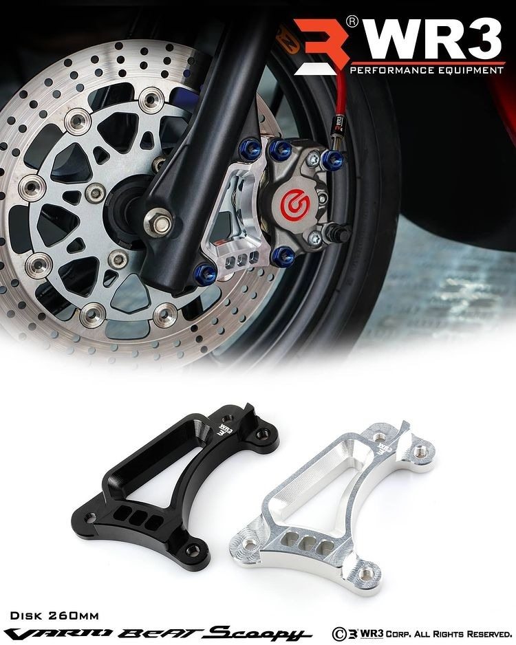 WR3 ダブルアールスリー フロントキャリパーサポート BREMBO用 Vario 150 Beat 125 Scoopy HONDA ホン..