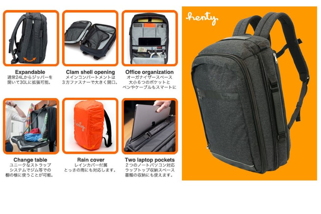 Henty �إ�ƥ��� Travel Brief Backpack �ȥ�٥� �֥꡼�� �Хå��ѥå� ���å����å����ʥåץ��å� �Хå�