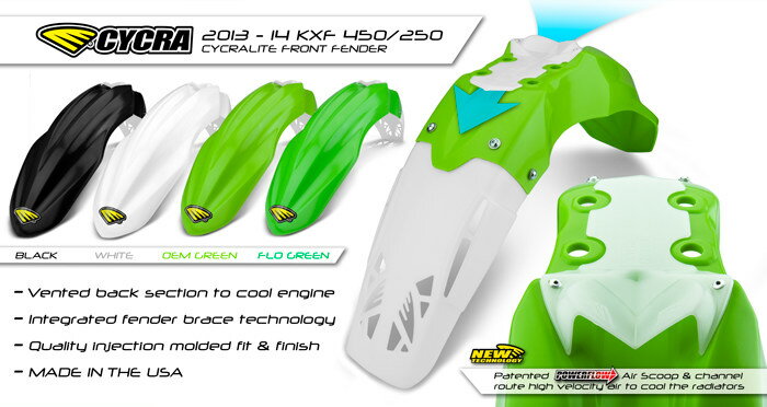 CYCRA サイクラ ベンテッド フロントフェンダー KXF 250 2013-2016 450 2012-2015 KAWASAKI カワサキ フェンダー関連 外装