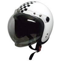 Moto Boite BB モトボワットビービー スモールジェットヘルメット 回転式シールド付 ホワイト／チェック