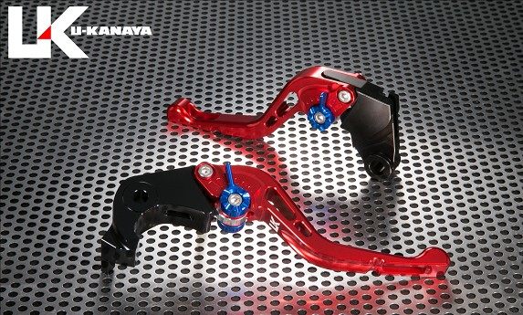 U-KANAYA ユーカナヤ GPタイプ アルミビレットレバーセット CBR1000RR-R SP HONDA ホンダ レバーカラー：レッド / アジャスターカラー：チタン / レバータイプ：ショート(レバー部全長：約143mm)