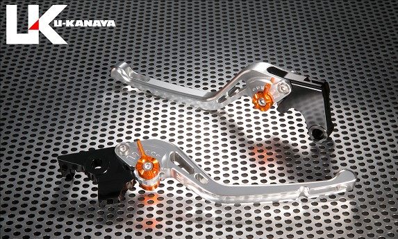 U-KANAYA ユーカナヤ GPタイプ アルミビレットレバーセット CBR400R 400X HONDA ホンダ HONDA ホンダ HONDA ホンダ レバーカラー：シルバー / アジャスターカラー：オレンジ / レバータイプ：ロング(レバー部全長：約173mm)