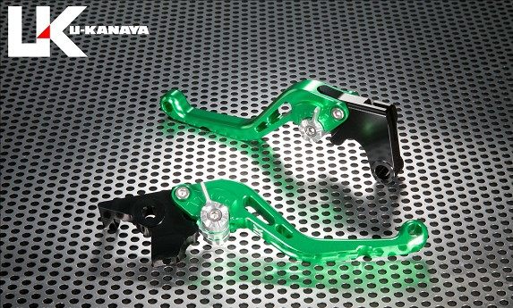 U-KANAYA ユーカナヤ スタンダードタイプ アルミビレットレバーセット CBR400R 400X HONDA ホンダ ブレーキ・クラッチレバーセット ハンドル周辺パーツ ハンドル レバーカラー：グリーン / アジャスターカラー：ゴールド / レバータイプ：ショート(レバー部全長：約143mm)