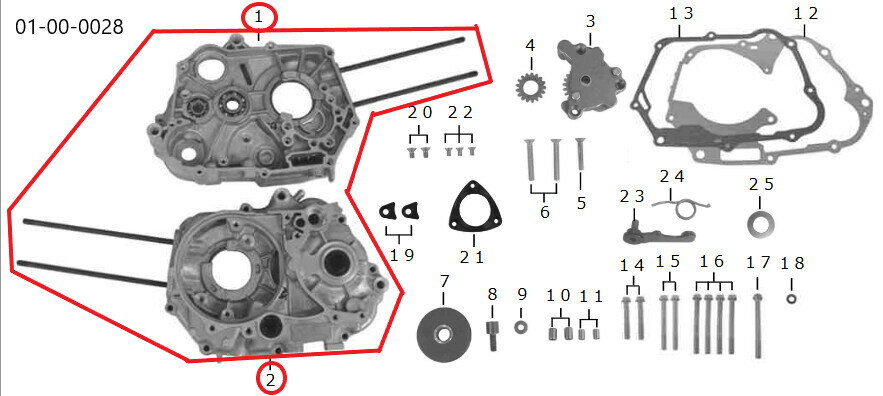 SP武川 SPタケガワ 【補修用パーツ】左右クランクケースアセンブリ(123cc) モンキー HONDA ホンダ クランクケース エンジンパーツ エンジン