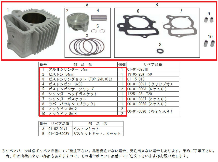 SP武川 SPタケガワ シリンダーキット モンキー HONDA ホンダ ボアアップキット エンジンパーツ エンジン