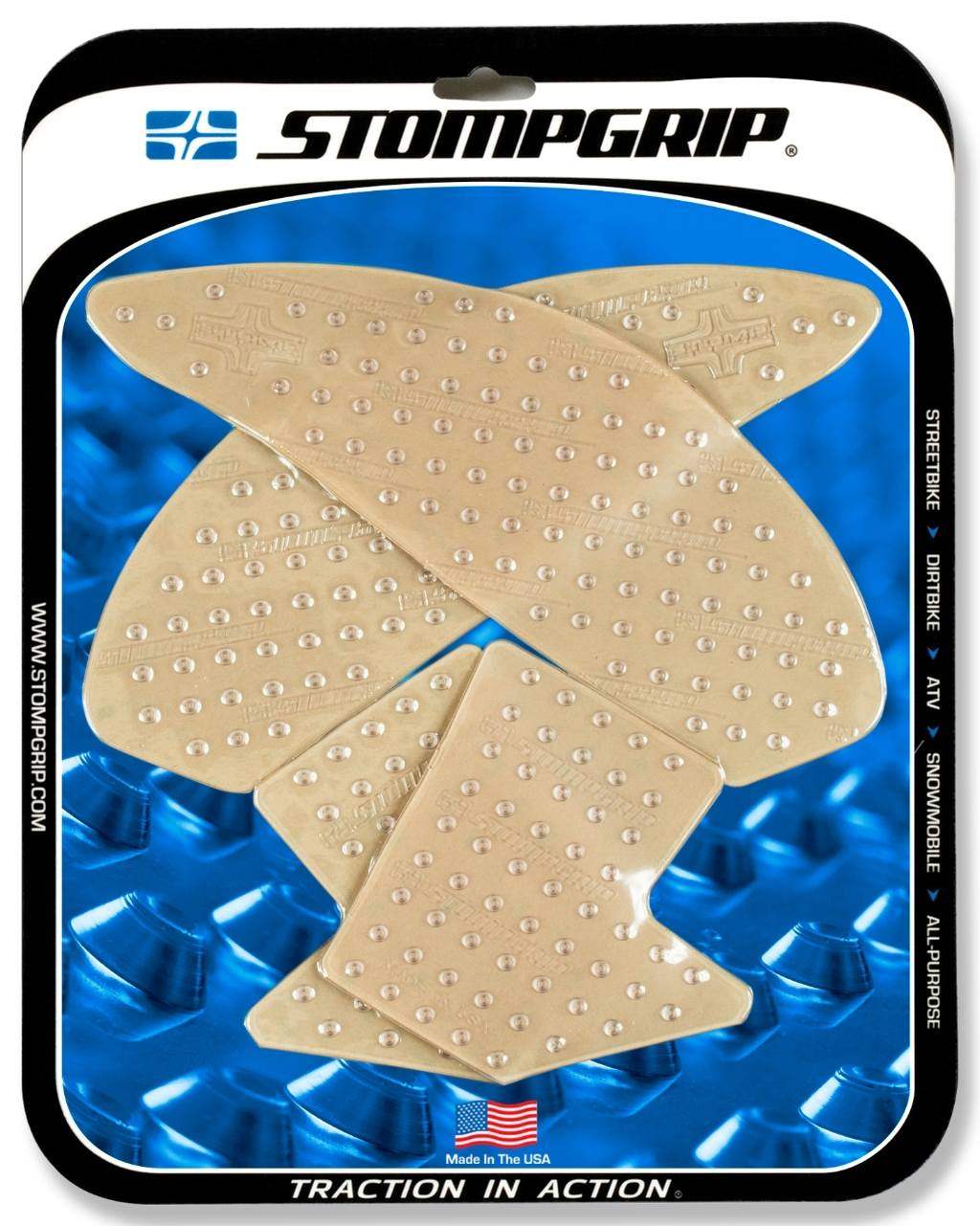 ■詳細説明STOMP GRIPは世界各国のトップレーサー、トップスタントライダーに愛用されています。日本のサーキット、ストリートでも大好評。STOMP GRIPの愛用者は世界中で激増中です。【ストンプグリップの貼り方】1.貼付面の清掃を行ってください。(クリアをご使用の場合、汚れや水垢をコンパウンド等できれいに落としてから作業を行ってください)2.貼付面の脱脂を行ってください。3.位置決めを行います。4.空気が入らない様に端から貼ってください。裏紙は貼りながら剥がしてください。(端から時間をかけて、少しずつ確実にゆっくり貼ってください)ストンプグリップの粘着力が安定するまでには24時間が必要です。完全接着には72時間が必要です。完全接着前にご使用された場合、剥がれてしまったり、ずれてしまったりする場合があります。※フレーム面に貼付するストンプグリップは特にご注意ください。■注意点※必ず車両の年式を確認してください。※ストンプグリップの接着剤はとても強力です。・フレーム面に貼付する際は特にご注意ください。・無理に剥がした場合、塗装が痛んだり剥がれたりする恐れがあります。剥がす際は、ヒートガンなどで暖めて、粘着力を低下させてから剥がしてください。※画像には他のカラー、商品が含まれている場合があります。※メーカー都合により商品の仕様変更がある場合がございます。ご了承ください。■適合車種MT10&ensp;MT10 年式: 17-20