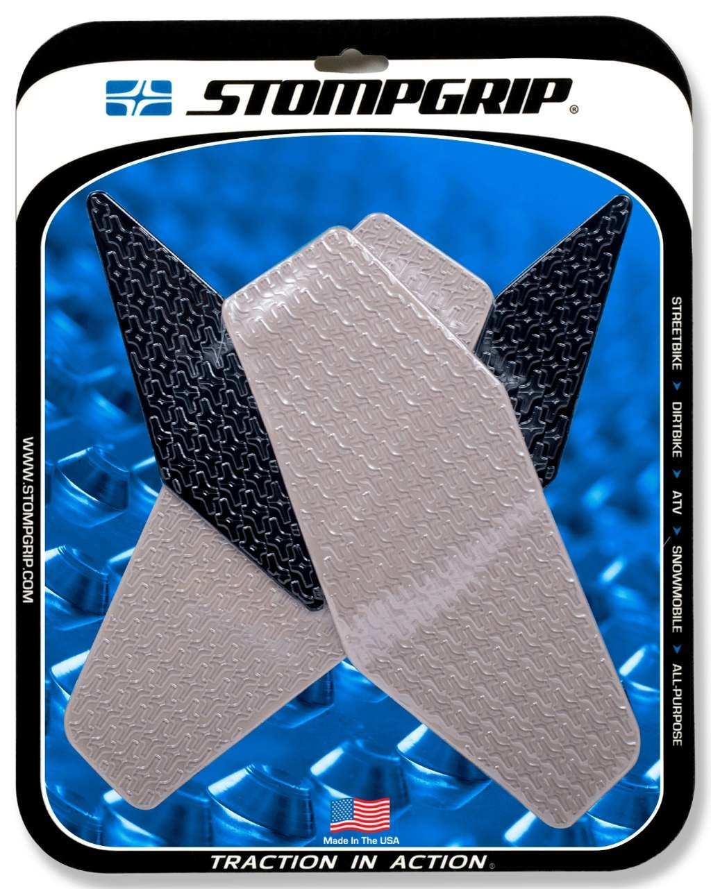 ■詳細説明STOMP GRIPは世界各国のトップレーサー、トップスタントライダーに愛用されています。日本のサーキット、ストリートでも大好評。STOMP GRIPの愛用者は世界中で激増中です。【ストンプグリップの貼り方】1.貼付面の清掃を行ってください。(クリアをご使用の場合、汚れや水垢をコンパウンド等できれいに落としてから作業を行ってください)2.貼付面の脱脂を行ってください。3.位置決めを行います。4.空気が入らない様に端から貼ってください。裏紙は貼りながら剥がしてください。(端から時間をかけて、少しずつ確実にゆっくり貼ってください)ストンプグリップの粘着力が安定するまでには24時間が必要です。完全接着には72時間が必要です。完全接着前にご使用された場合、剥がれてしまったり、ずれてしまったりする場合があります。※フレーム面に貼付するストンプグリップは特にご注意ください。■注意点※必ず車両の年式を確認してください。※ストンプグリップの接着剤はとても強力です。・フレーム面に貼付する際は特にご注意ください。・無理に剥がした場合、塗装が痛んだり剥がれたりする恐れがあります。剥がす際は、ヒートガンなどで暖めて、粘着力を低下させてから剥がしてください。※画像には他のカラー、商品が含まれている場合があります。※メーカー都合により商品の仕様変更がある場合がございます。ご了承ください。■適合車種YZF-R6&ensp;YZF-R6 年式: 08-16