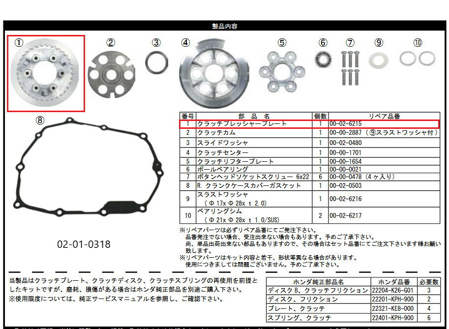 SP武川 SPタケガワ 【補修品】クラッチプレッシャープレート その他クラッチオプシ...