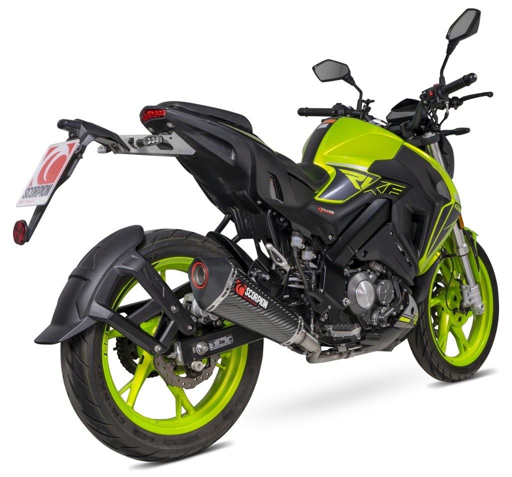 SCORPION スコーピオン セルケトテーパー フルエキゾーストマフラー RKF-125 マフラー タイプ：Carbon Fibre Sleeve／重量：2.65kg(STD：5.3kg)