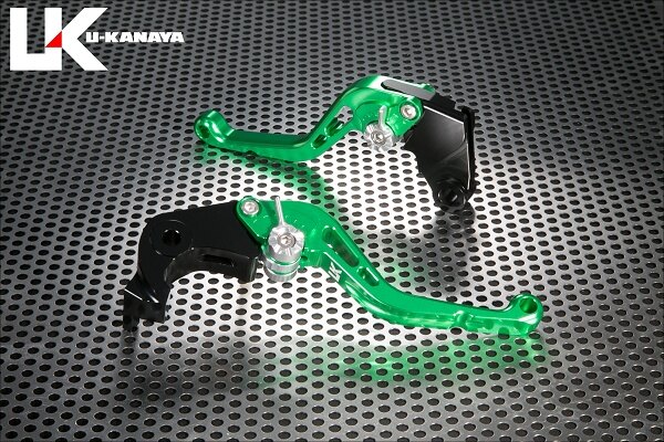 U-KANAYA ユーカナヤ スタンダードタイプ アルミビレットレバーセット Z900 SE KAWASAKI カワサキ ブレーキ・クラッチレバーセット ハンドル周辺パーツ ハンドル レバーカラー：グリーン / アジャスターカラー：ゴールド / レバータイプ：ショート（レバー部全長：約143mm）