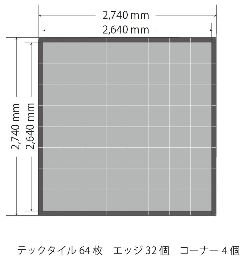 ウェビック 楽天市場店のTECTile テックタイル 1小間セット メンテナンスマット・ピットマット・スタンドマット 防炎ラベルちょう付：なし / 2枚目カラー：レッド(32枚) / 1枚目カラー：ブラック(32枚)｜アングル2