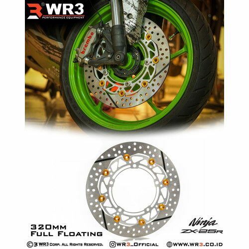 WR3 ダブルアールスリー フルフローティングブレーキディスクローター NINJA 250Fi KAWASAKI カワサキ ブレーキディスクローター ブレーキ Inner Disc：Silver／Floating Pin：Gold
