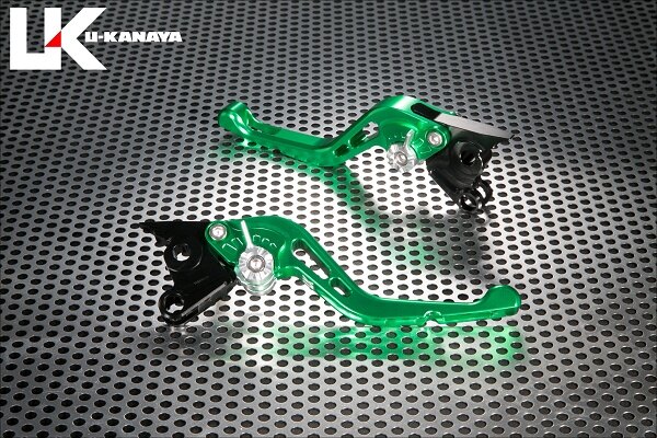 U-KANAYA ユーカナヤ GPタイプ アルミビレットレバーセット X FORCE YAMAHA ヤマハ ブレーキ・クラッチレバーセット ハンドル周辺パーツ ハンドル レバーカラー：グリーン / アジャスターカラー：シルバー / レバータイプ：ショート（レバー部全長：約143mm）