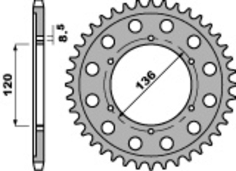 PBR ピービーアール スチール製スタンダードリヤスプロケット TDR 125 YAMAHA ヤマハ ドリブンスプロケ..
