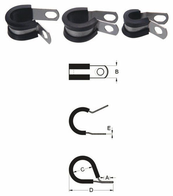 EUROPE IMPORT GOODS ヨーロッパ輸入商品 ケーブルクランプ ステンレス製 厚ゴム Φ14，3mm 10個入り クラッチケーブルホルダー 駆動系