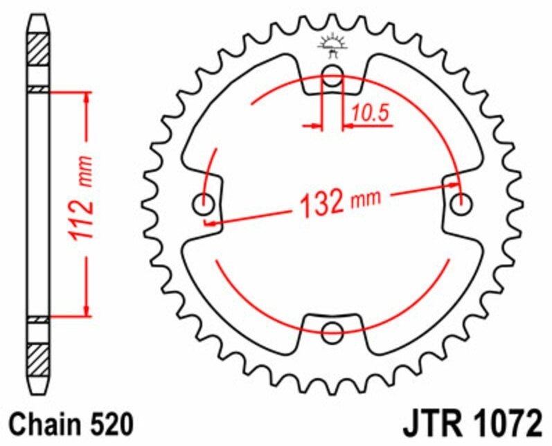 JT SPROCKETS JTスプロケット スチール製リアスプロケット スタンダード 1072 - 520 250 KXR／KXU MXU 300 Maxxer KYMCO キムコ ドリブンスプロケット・リアスプロケット 駆動系